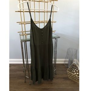 Olive green tank top dress.
